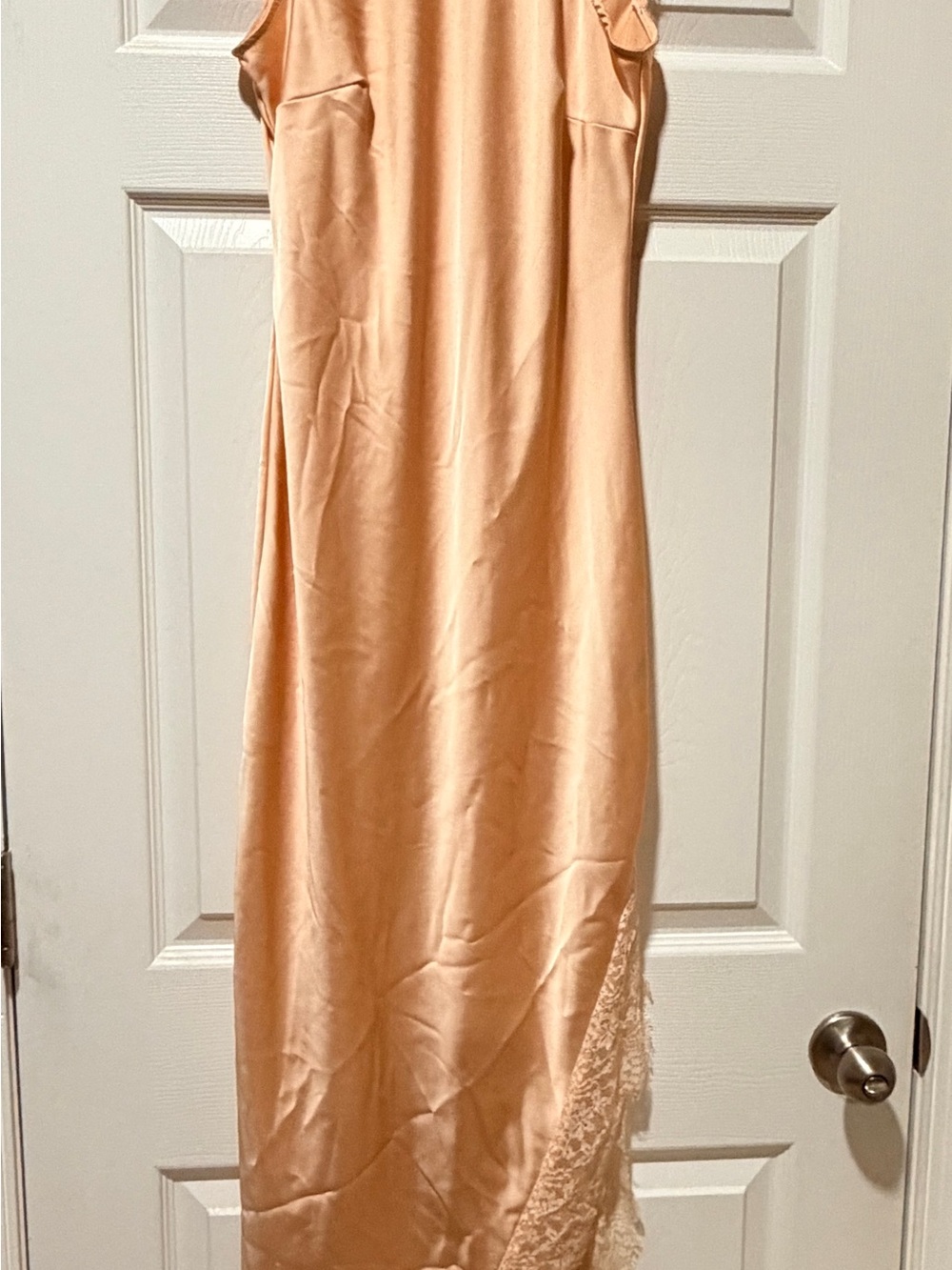 Target Peach Satin Maxi Dress with Lace Trim